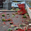 Camion con angurie si ribalta sull'A14 tra Andria e Trani