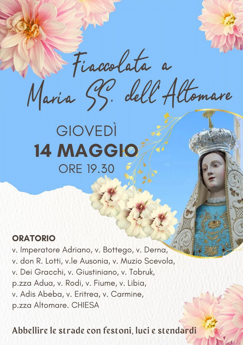 Locandina fiaccolata Maria SS. dell’Altomare