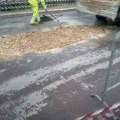 cedimento stradale in via Mozart