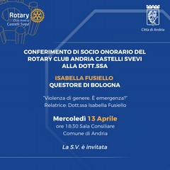 La dottoressa Fusiello socio onorario del Rotary Club Andria Castelli Svevi