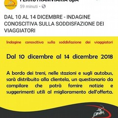 Indagine conoscitiva Ferrotramviaria su soddisfazione viaggiatori