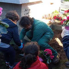 Piantumazione di ciclamini al monumento a Padre Pio