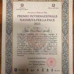 Al Capitano dei CC Pier Paolo Apollo il "Premio Internazionale Nassirya per la Pace 2023"