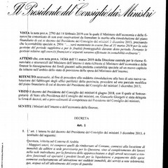 Il provvedimento di Palazzo Chigi che ha sbloccato i fondi