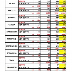 prospetto dei dati riferiti all'affluenza dei votanti