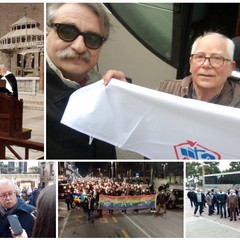 Manifestazione dell'Acli Puglia con Gianluigi Cesari e Franco Sellitri, storico dirigente aclista di Andria