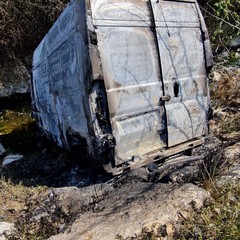 Furgone incendiato fatto scivolare nel canale Ciappetta Camaggio