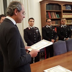 Cerimonia per l'encomio ai Carabinieri Aiello, Nardiello e Borreca