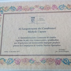 Il saluto al Luogotenente dei Carabinieri Michele Caputo