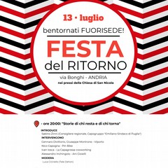 Venerdì 13, ad Andria, la prima “Festa del Ritorno” per gli studenti fuorisede