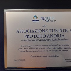 riconoscimento alla Pro Loco di Andria