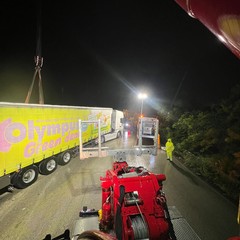 Tir bulgaro finisce contro il guard rail