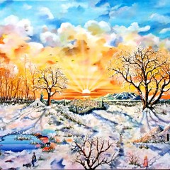 Tramonto sulla Murgia innevata