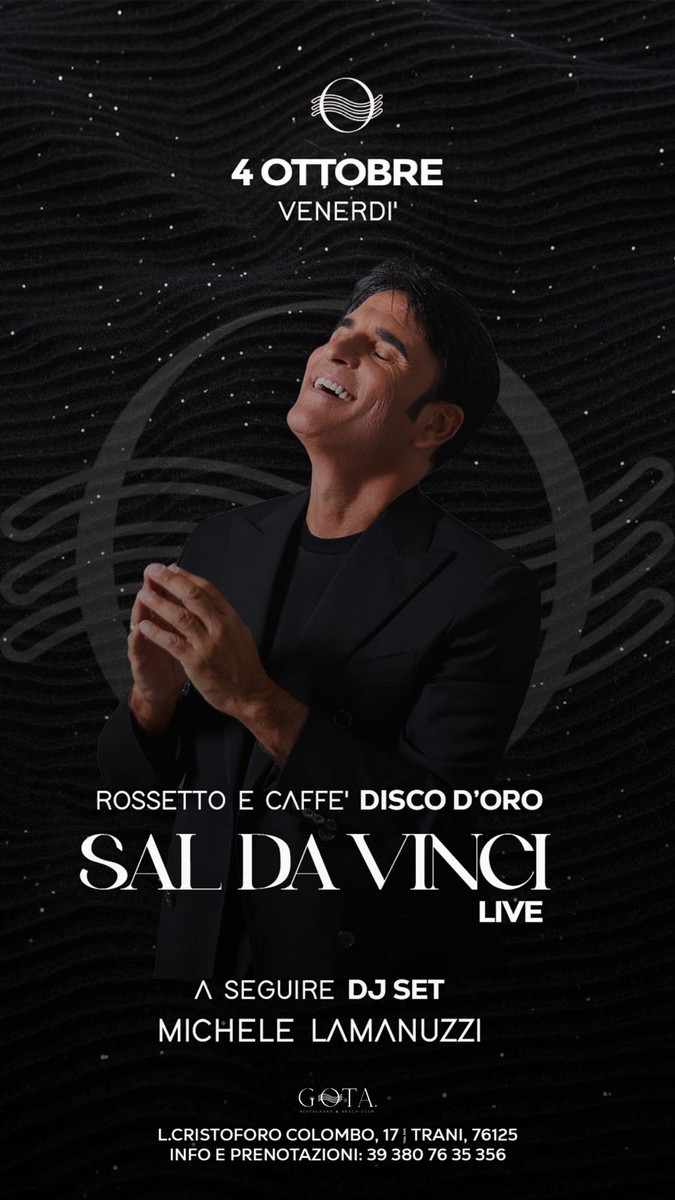 Sal Da Vinci GOTA Trani ottobre