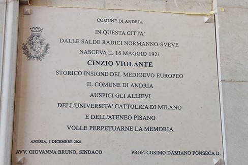 Lapide commemorativa a Palazzo di Città, in ricordo di Cinzio Violante