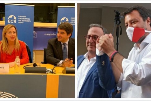 Ad Andria i leader politici nazionali del centrodestra Giorgia Meloni e Matteo Salvini JPG
