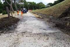 Smottamento di parte del declivio del piazzale di Castel del Monte: intervento dei volontari federiciani