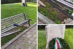 Messa in sicurezza la panchina vandalizzata vicino al Cippo dei Martiri delle Foibe