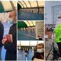 Covid 19, biglietti e disegni contro la paura compaiono sui cancelli della tensostruttura di San Valentino