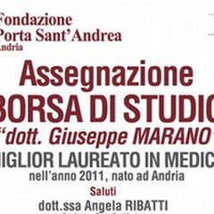 Premio «dott. Giuseppe Marano», l'iniziativa della Fondazione Porta Sant'Andrea
