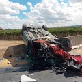 Rotatoria Montegrosso: Alfa Romeo si è ribaltata dopo aver impattato il new jersey