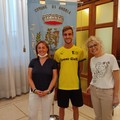 Il marciatore andriese Francesco Fortunato con il Sindaco Bruno dal Presidente Emiliano