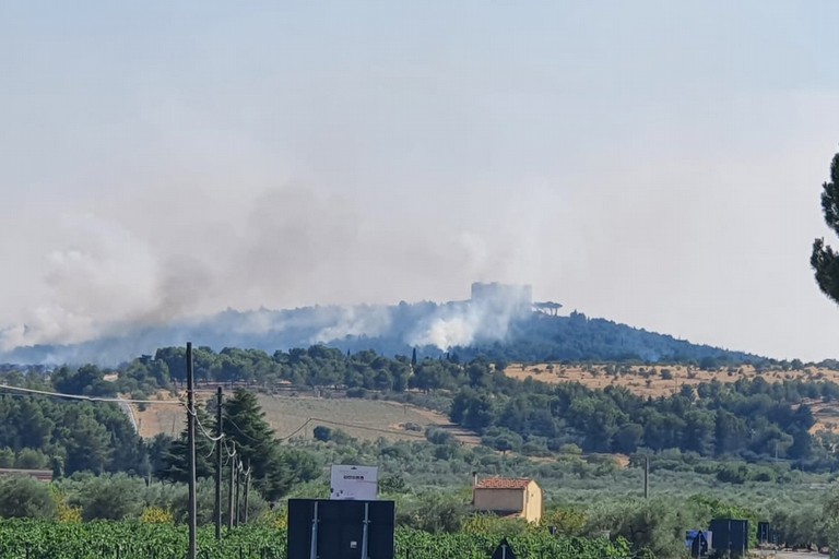 Vasto incendio a Castel del Monte