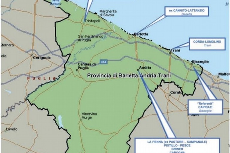 mappa criminale nella Bat
