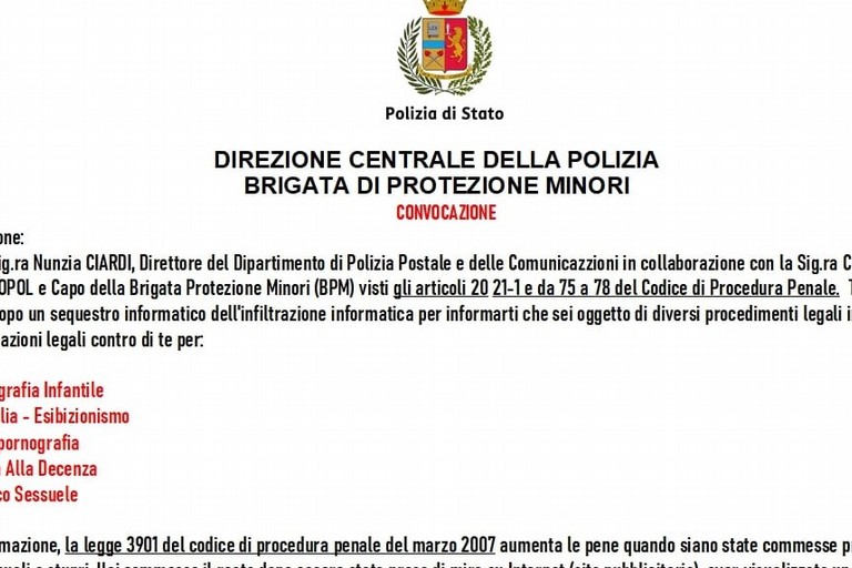 falso documento Polizia postale