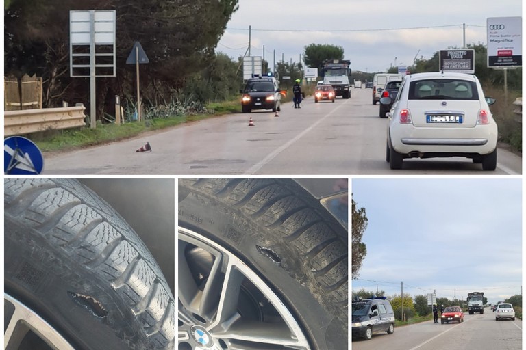 pneumatici esplosi a causa di buche presenti sulla strada tangenziale