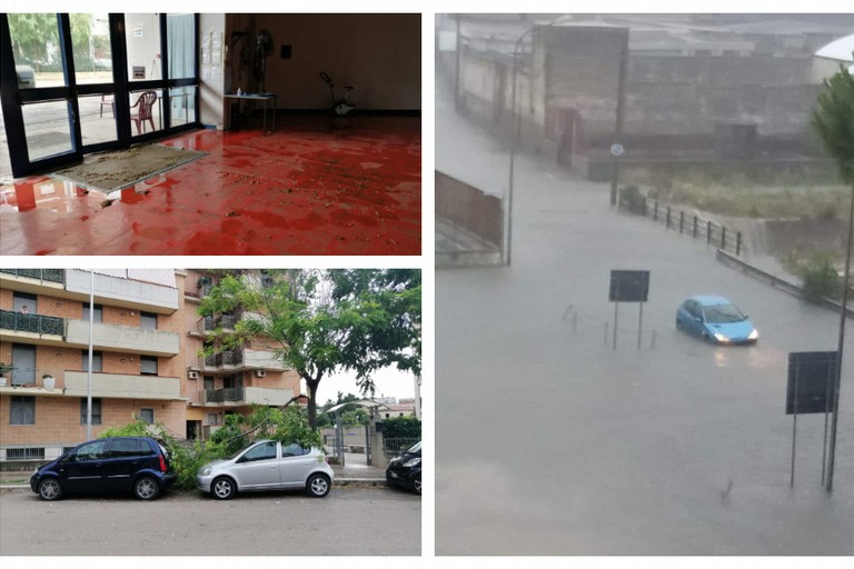 strade allagate a causa del nubifragio