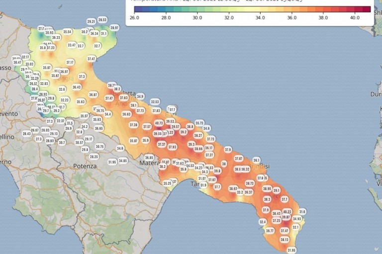 Temperature registrate dalla Protezione civile