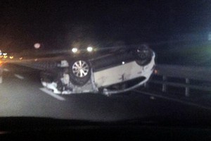 Incidente Andria - Barletta auto ribaltata