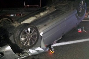 Auto ribaltata sulla Andria-Barletta