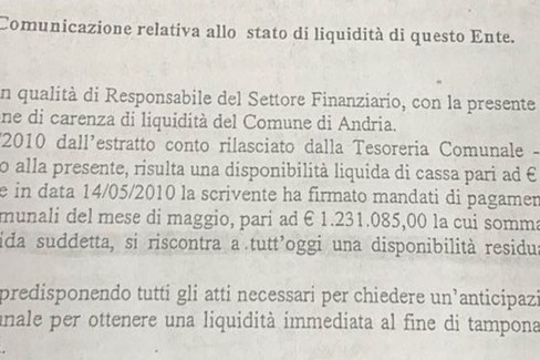 liquidità comune di andria