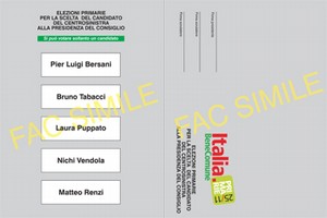 Primarie centro sinistra 2012 la scheda
