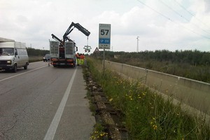 Lavori spostamento barriera stradale