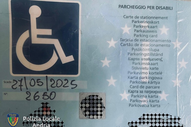 Pass disabili, sanzioni e ritiri a Andria